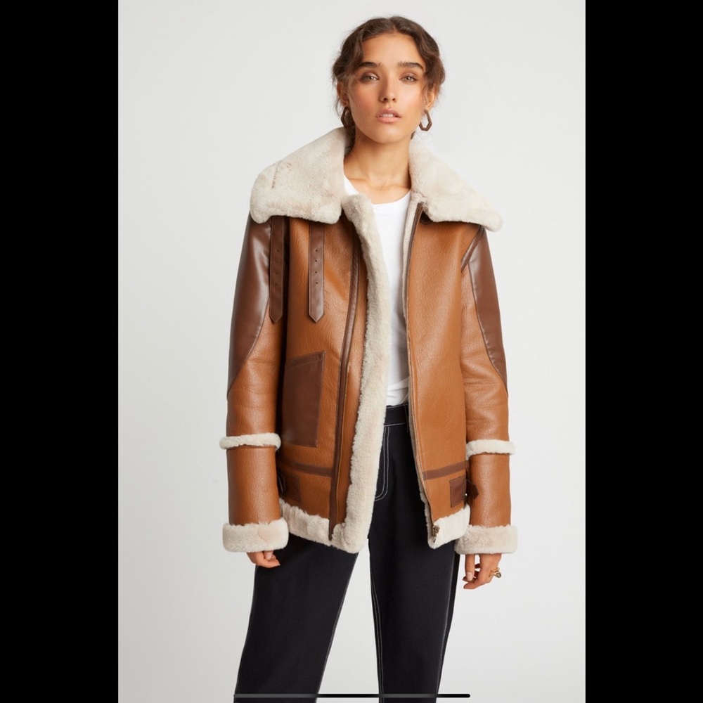 Choosy Amelia Shearling Aviator Jacket S